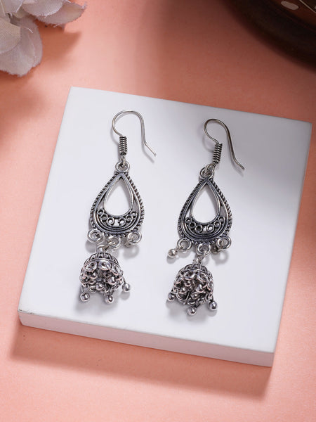 NVR Women Silver Plated German Silver Jhumka Earrings - Distacart