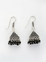 Thumbnail for NVR Women's Oxidized Silver Plated Black Artificial Beads Jhumka Earrings - Distacart