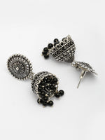 Thumbnail for NVR Women's Oxidized Silver Plated Black Artificial Beads Jhumka Earrings - Distacart