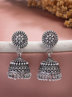 Thumbnail for NVR Women Silver Plated Traditional Oxidized Jhumka Earrings - Distacart