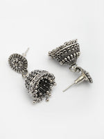 Thumbnail for NVR Women Silver Plated Traditional Oxidized Jhumka Earrings - Distacart