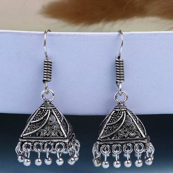 NVR Women's Oxidized Silver Plated Jhumka Earrings - Distacart