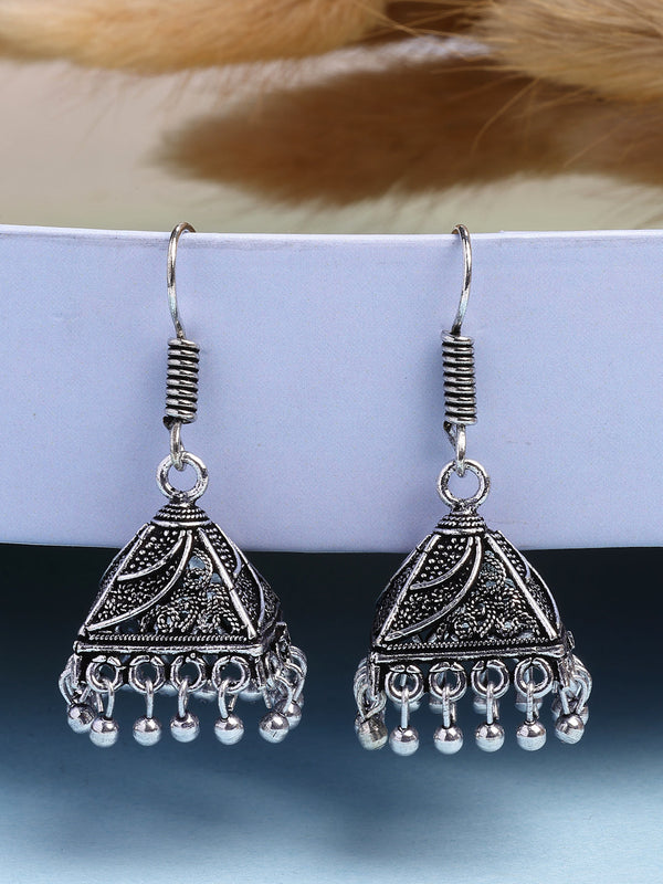 NVR Women's Oxidized Silver Plated Jhumka Earrings - Distacart