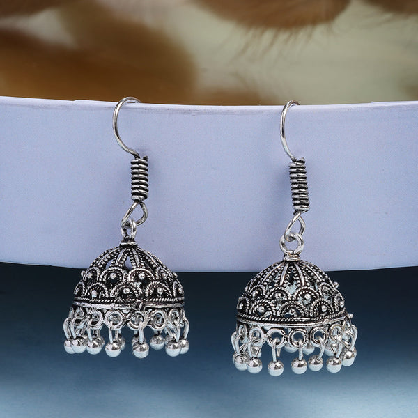 NVR Women Silver Plated German Silver Jhumka Earrings - Distacart