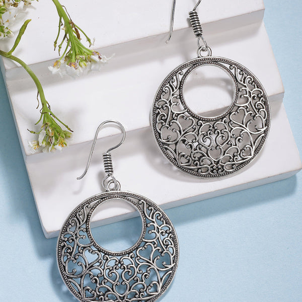 NVR Women Ethnic Silver-Plated Oxidized Chandbali Earrings - Distacart