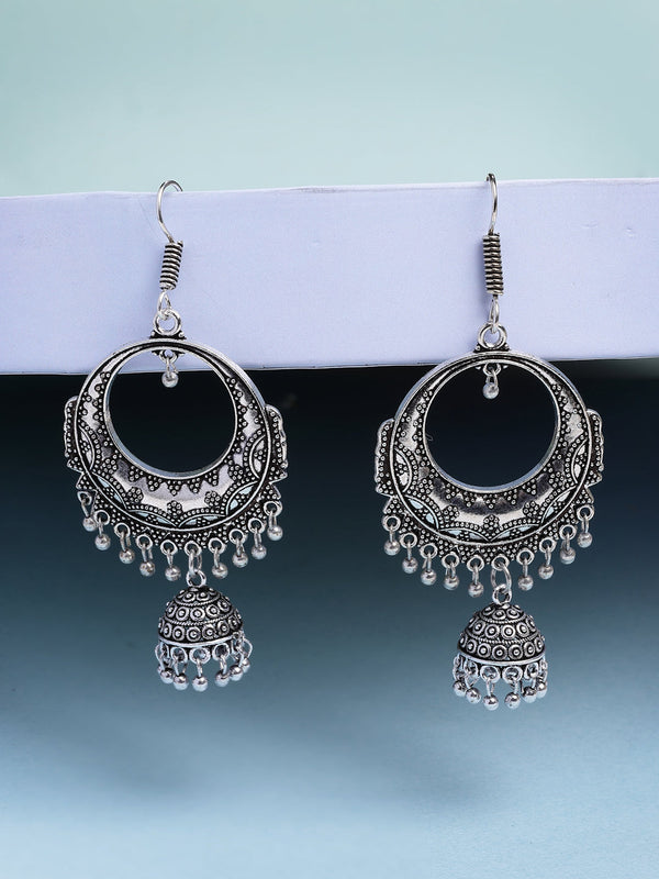 NVR Women's Unique Silver Plated German Silver Jhumka Earrings - Distacart