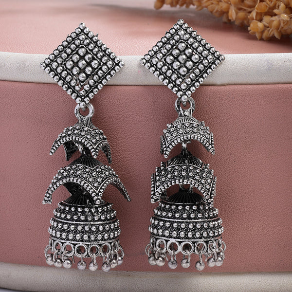 NVR Women's Traditional Oxidized Silver Plated Jhumka Earrings - Distacart