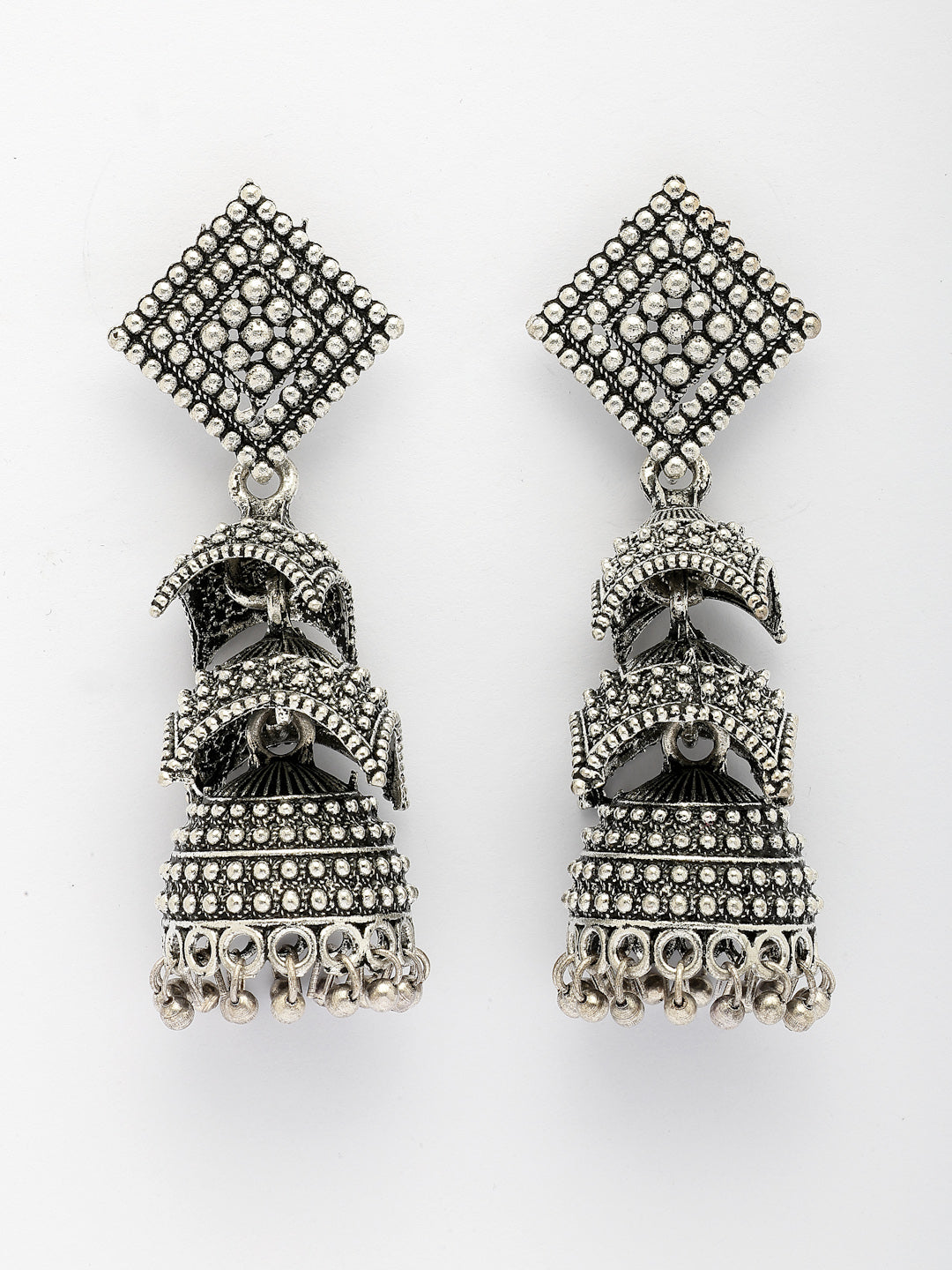 NVR Women's Traditional Oxidized Silver Plated Jhumka Earrings - Distacart