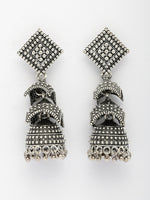 Thumbnail for NVR Women's Traditional Oxidized Silver Plated Jhumka Earrings - Distacart