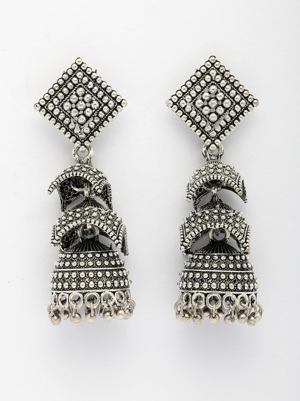 NVR Women's Traditional Oxidized Silver Plated Jhumka Earrings - Distacart