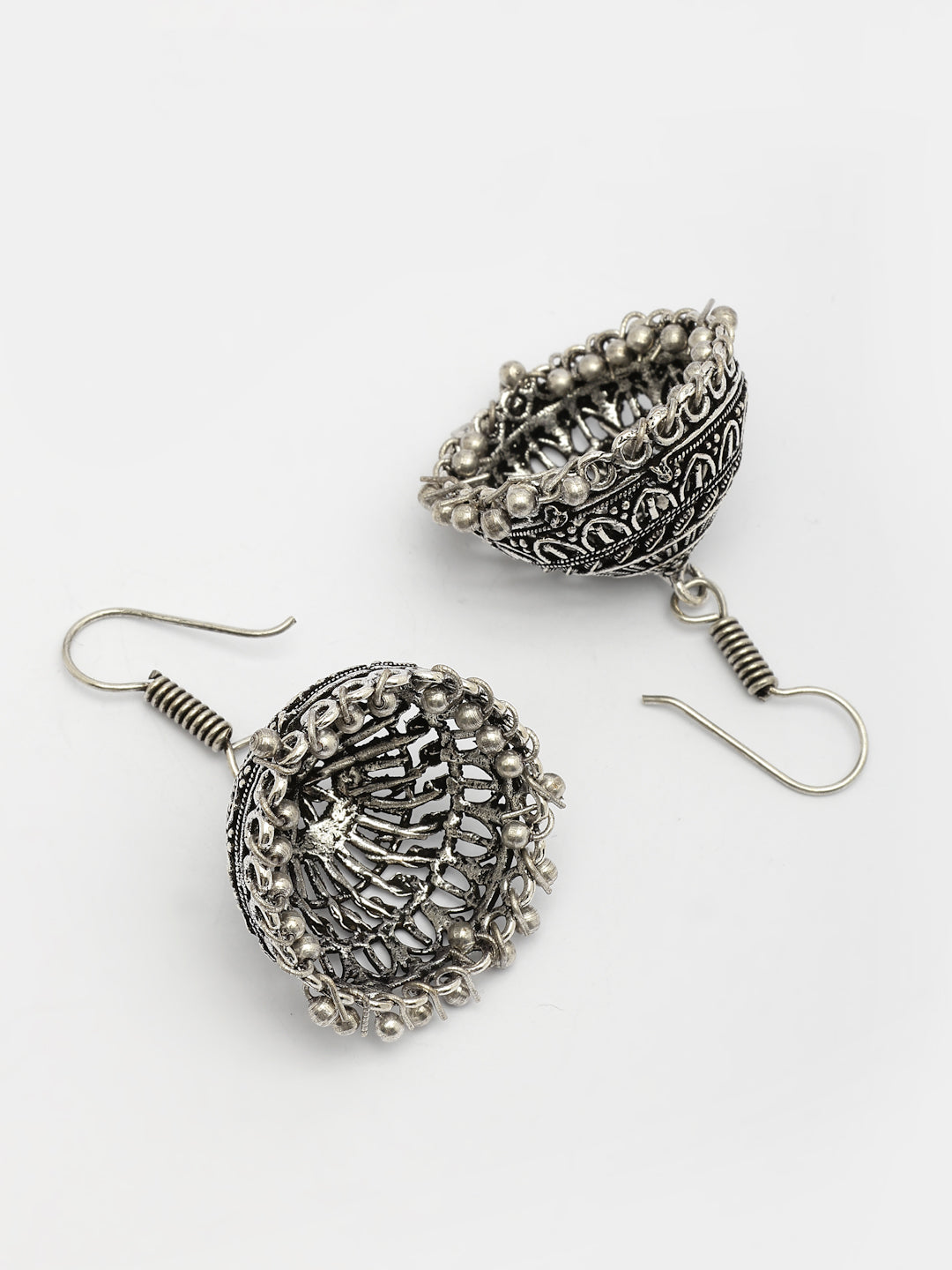 NVR Women's Silver Plated Oxidized German Silver Jhumka Earrings - Distacart