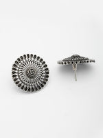 Thumbnail for NVR Women Oxidized Silver Plated Round Shape Traditional Stud Earrings - Distacart