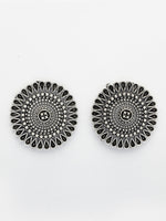 Thumbnail for NVR Women Oxidized Silver Plated Round Shape Traditional Stud Earrings - Distacart