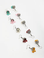Thumbnail for NVR Women's Pair of 5 Oxidized Silver Plated Multicolor Artificial Beads Jhumka Earrings