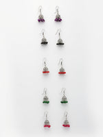 Thumbnail for NVR Women Pair of 5 Oxidized Silver Plated Multicolor Artificial Beads Jhumka Earrings - Distacart