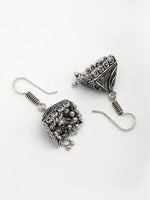 Thumbnail for NVR Women's Set of 2 Ethnic Silver Plated Oxidized Circle Jhumka Earrings - Distacart
