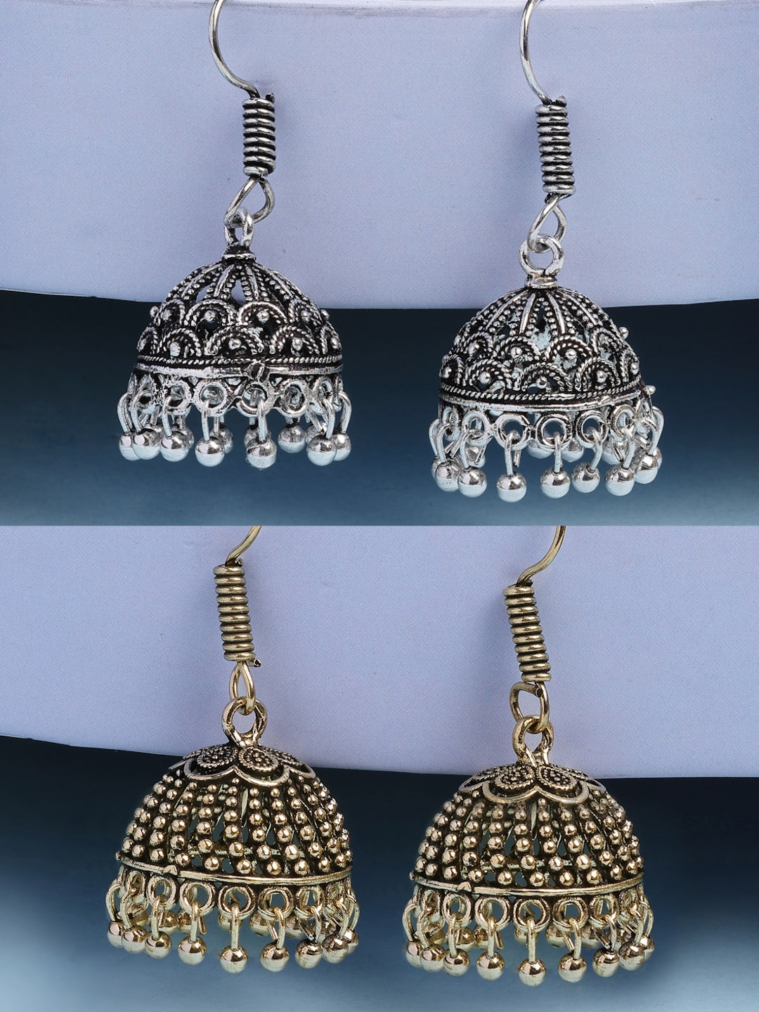 NVR Women Set of 2 Oxidized German Silver Jhumka Earrings - Distacart