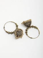Thumbnail for NVR Women's Handmade Set of 2 Oxidized Traditional Jhumka Earrings - Distacart