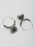 Thumbnail for NVR Women's Traditional Set of 2 Oxidized Jhumka Earrings - Distacart