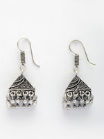 Thumbnail for NVR Women's Set of 3 Oxidized Silver Plated Artificial Beads Jhumka Earrings - Distacart