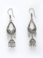 Thumbnail for NVR Women Set of 3 German Silver Oxidized Traditional Jhumka Earrings - Distacart