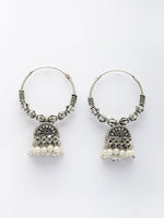 Thumbnail for NVR Women Set of 3 German Silver Oxidized Traditional Jhumka Earrings - Distacart