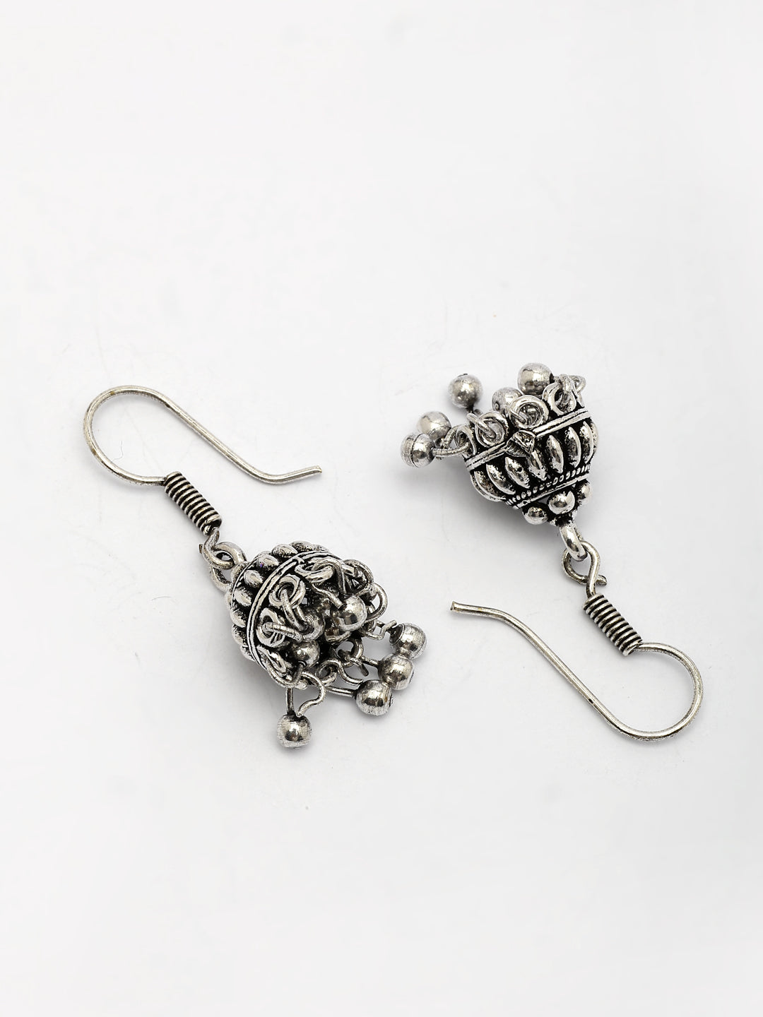 NVR Women's Set of 3 Traditional Silver Plated Oxidized Jhumka Earrings - Distacart