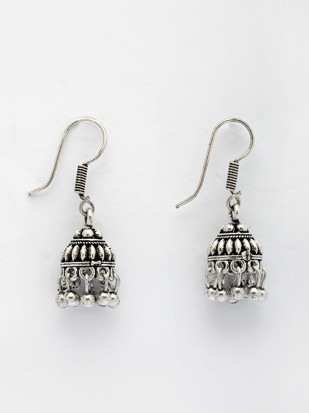 NVR Women's Set of 3 Traditional Silver Plated Oxidized Jhumka Earrings - Distacart