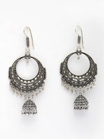 Thumbnail for NVR Women Set of 3 Silver Plated Oxidized Traditional Jhumka Earrings - Distacart