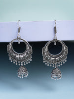 Thumbnail for NVR Women Set of 3 Silver Plated Oxidized Traditional Jhumka Earrings - Distacart