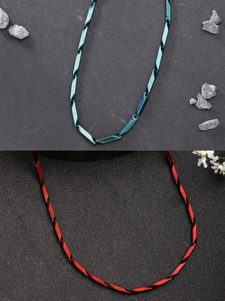 NVR Men Set of 2 Maroon & Green Rhodium-Plated Stainless Steel Chain - Distacart