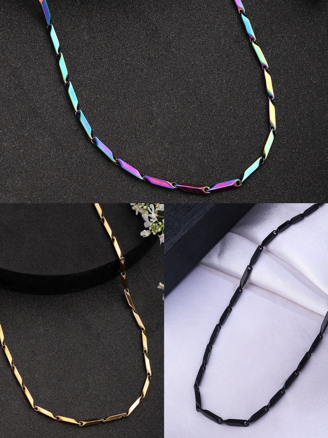 NVR Men Set of 3 Stainless Steel Stylish Chain - Distacart