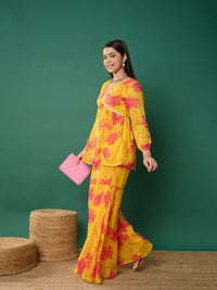 Thumbnail for Lyush Girl Yellow Floral Peplum Top With Biased Flare Sharara