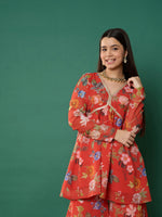 Thumbnail for Lyush Girl Red Floral Peplum Top With Biased Flare Sharara - Distacart