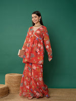 Thumbnail for Lyush Girl Red Floral Peplum Top With Biased Flare Sharara - Distacart