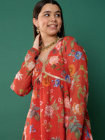 Thumbnail for Lyush Girl Red Floral Peplum Top With Biased Flare Sharara - Distacart