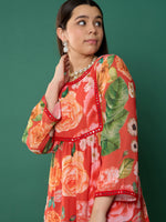 Thumbnail for Lyush Girl Red Floral Short Kurta With Sharara Pants - Distacart