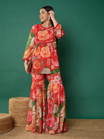 Thumbnail for Lyush Girl Red Floral Short Kurta With Sharara Pants - Distacart