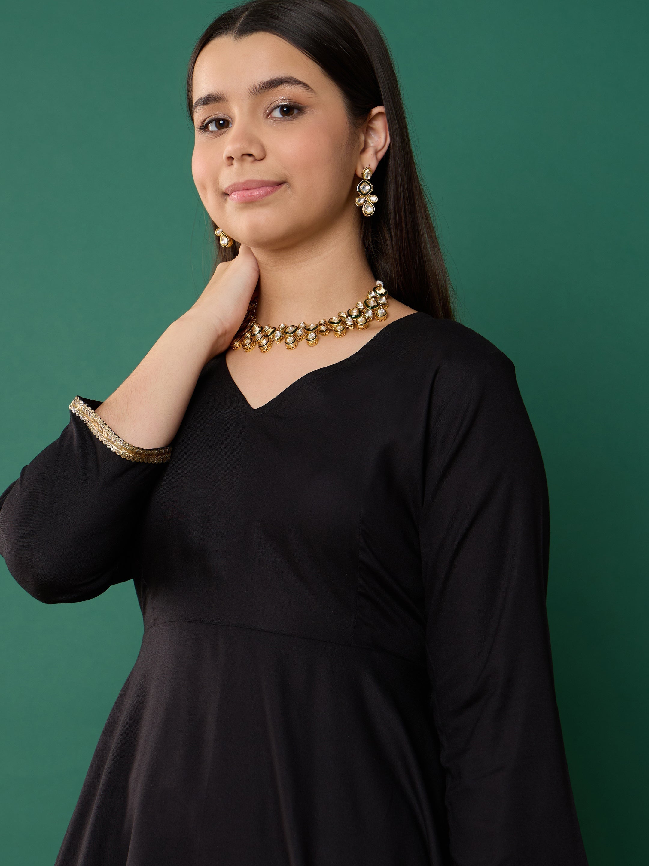 Lyush Girl Black Solid Peplum Top With Dhoti Pants - Distacart