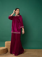 Thumbnail for Lyush Girl Fuchsia Velvet Emb Short Kurta With Palazzos - Distacart