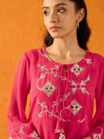 Thumbnail for Lyush Girls Fuchsia Gota Embroidered Top With Palazzos - Distacart