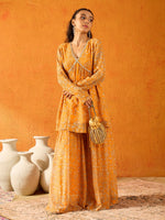 Thumbnail for Lyush Girls Yellow Floral Peplum Top With Sharara Pants - Distacart