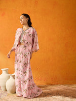 Thumbnail for Lyush Girls Peach Floral Crop Top With Palazzos - Distacart
