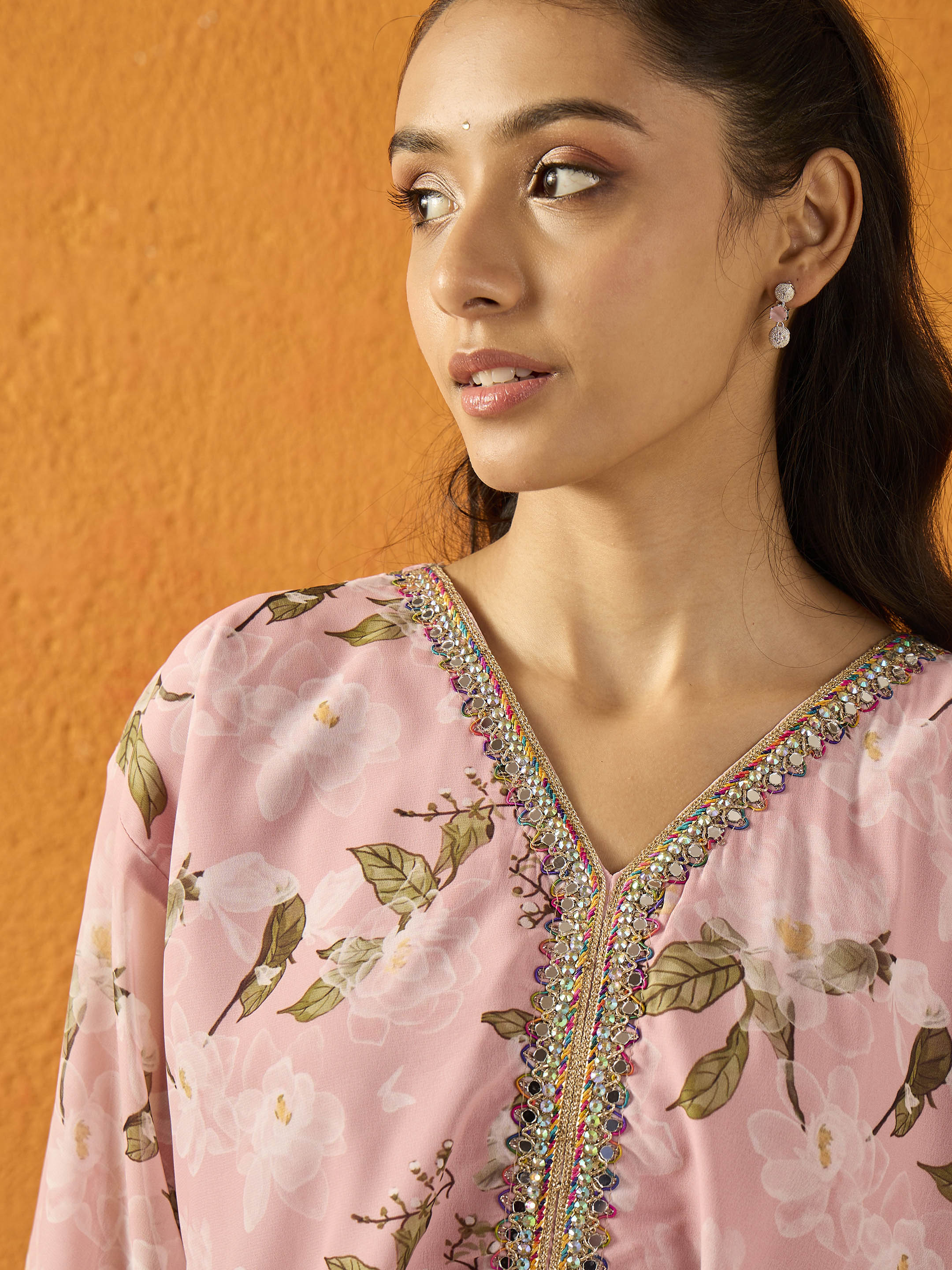 Lyush Girls Peach Floral Crop Top With Palazzos - Distacart