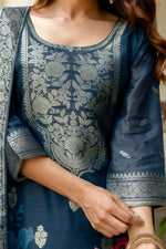 Thumbnail for The52 Women Gorgeous Chanderi Cotton Fabric Straight Kurta, Pant and Dupatta Set