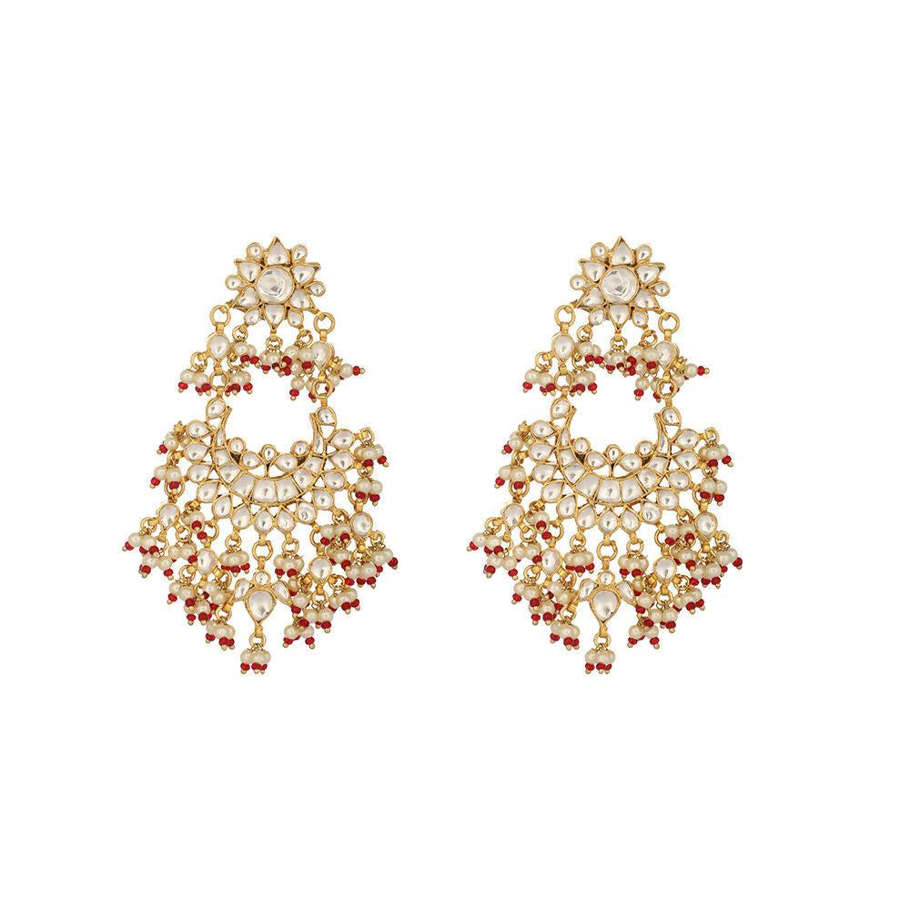 Nuyug 22K Gold Plated Pearl Empress Chandbali Earrings