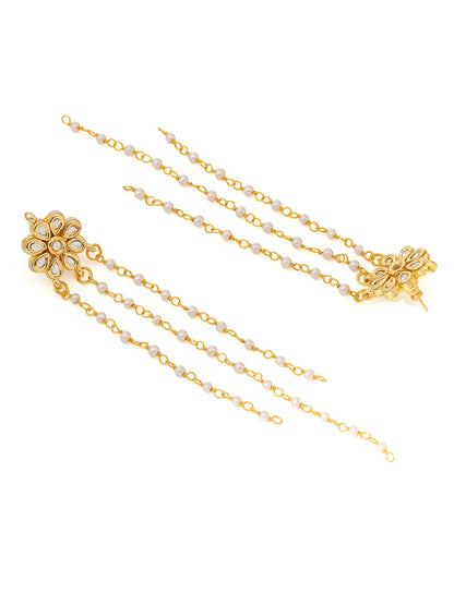 Ruby Raang Gold Kundan Necklace with Dangler Earrings - Distacart