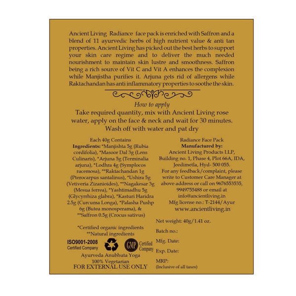 Ancient Living Radiance Face Pack - Distacart