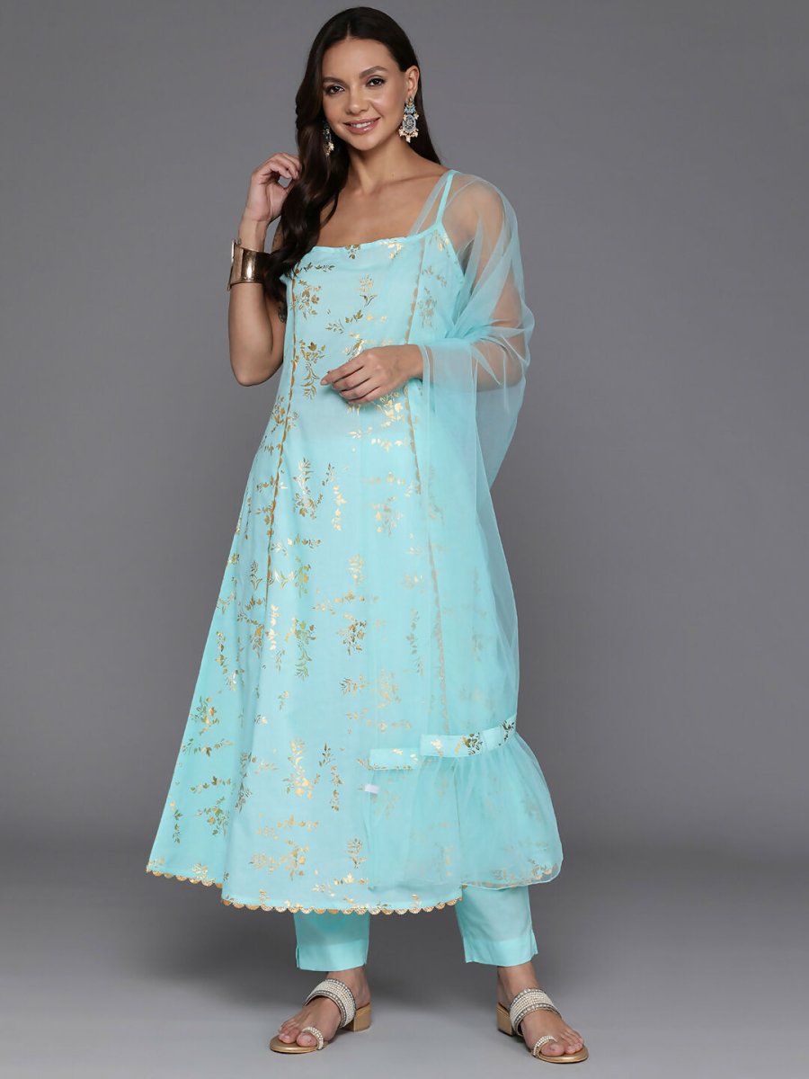 Ahalyaa Women's Traditional wear Kurta Set - Blue - Distacart