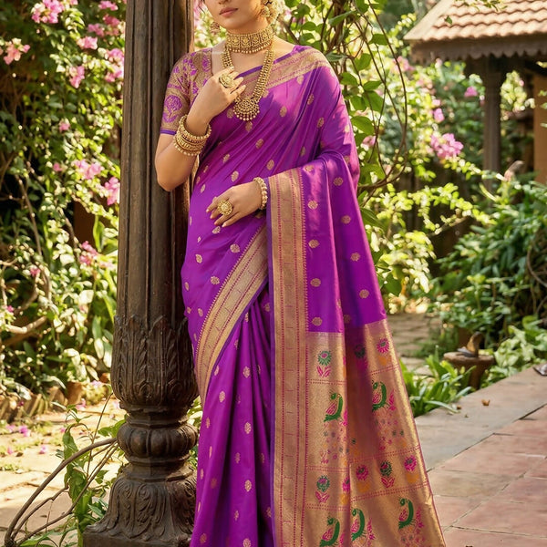 Shree Shyam Fashion Purple Soft Silk Saree - Dista
